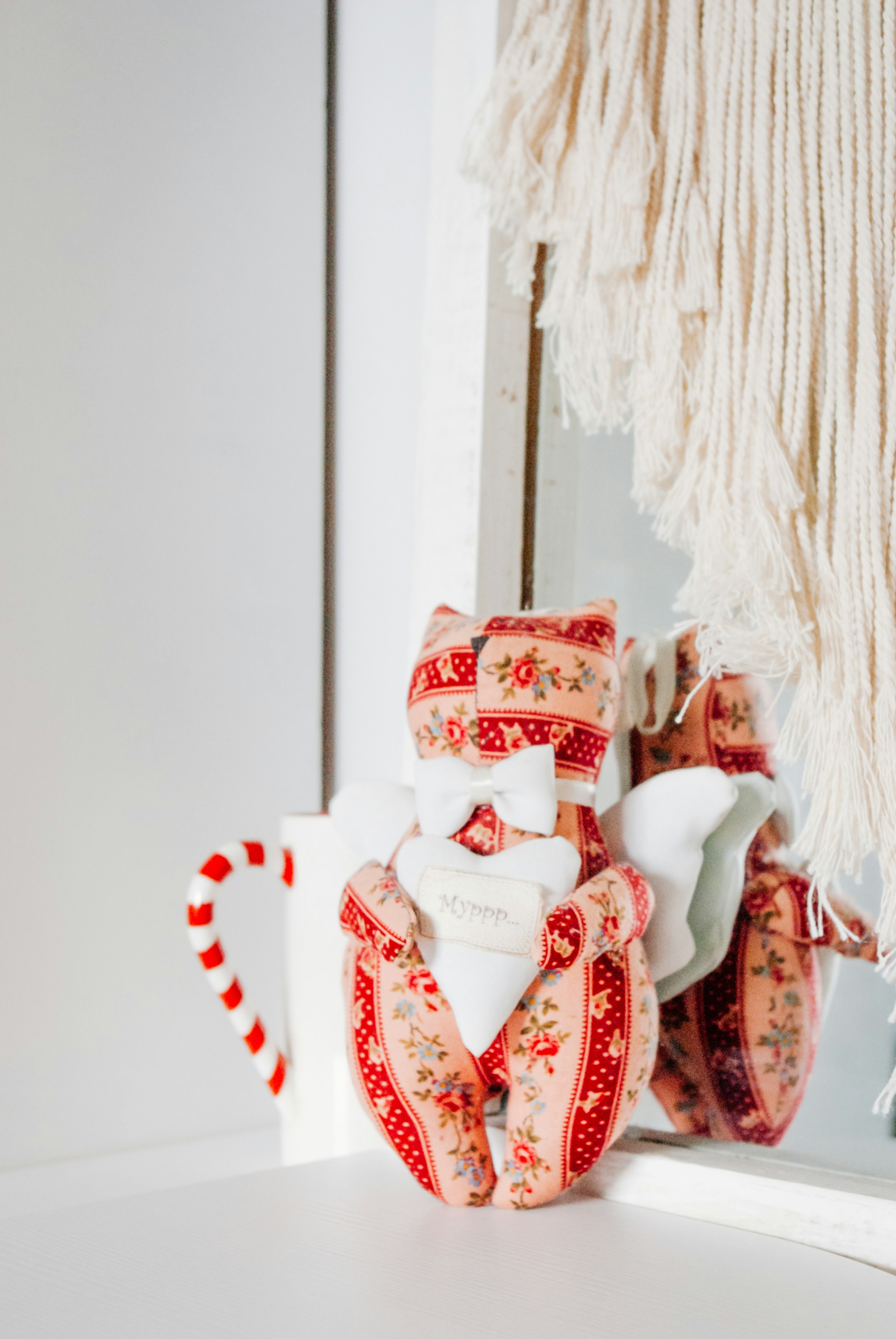 white and red floral ceramic tea set